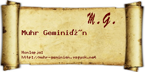 Muhr Geminián névjegykártya